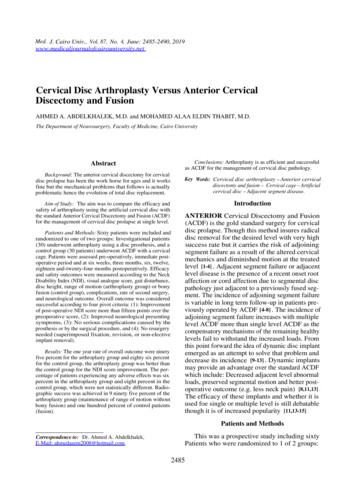 Cervical Disc Arthroplasty Versus Anterior Cervical Discectomy And Fusion