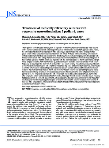 Treatment Of Medically Refractory Seizures With Responsive .
