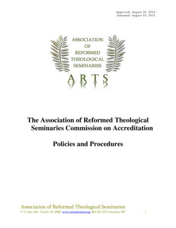 The Association Of Reformed Theological Seminaries Commission On .