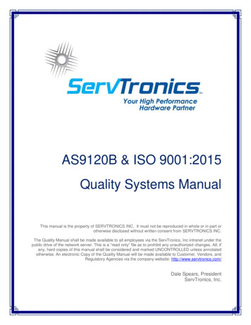 AS9120B & ISO 9001:2015 Quality Systems Manual