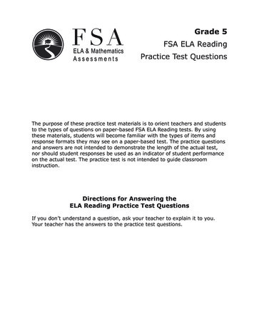Grade 5 FSA ELA Reading Practice Test Questions