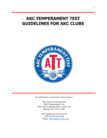 Akc Temperament Test Guidelines For Akc Clubs