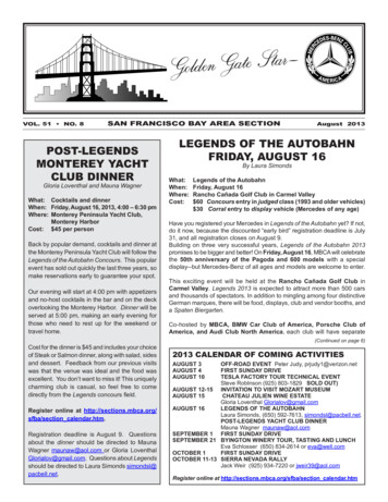 Legends Of The Autobahn Post-legends Friday, August 16 Monterey . - Sfba