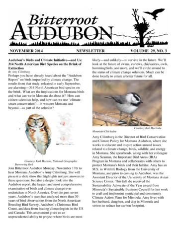 NOVEMBER 2014 NEWSLETTER VOLUME 29, NO. 3 - Bitterroot Audubon