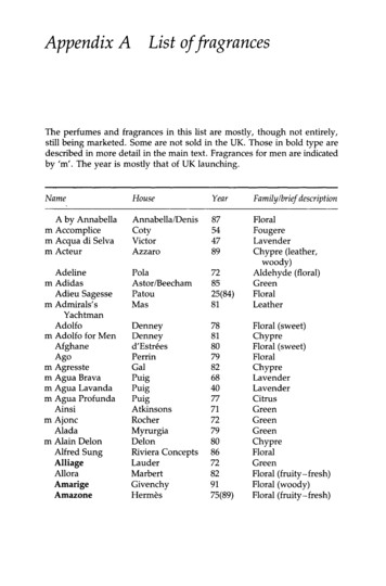 Appendix A List Of Fragrances - Home - Springer