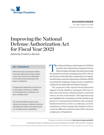 Improving The National Defense Authorization Act For Fiscal Year 2021