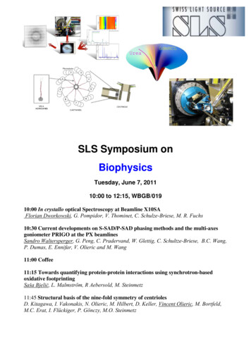 SLS Symposium On Biophysics - Paul Scherrer Institut (PSI)