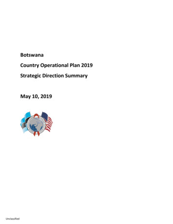 Botswana Country Operational Plan 2019 Strategic 
