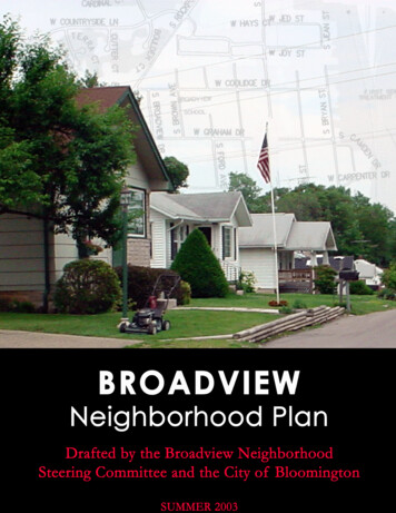 Broadview Neighborhood Plan - City Of Bloomington, Indiana