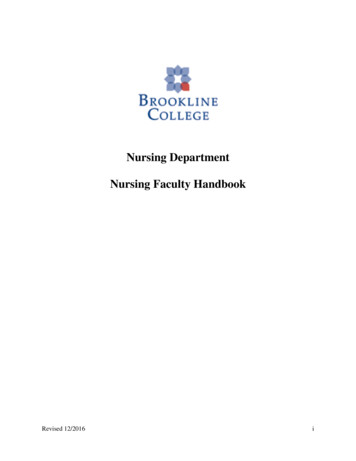 Nursing Department Nursing Faculty Handbook - Brookline College