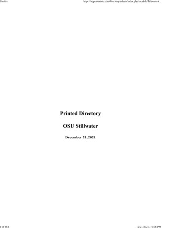 Printed Directory OSU Stillwater