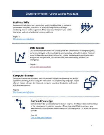 Coursera For Verisk - Course Catalog May 2021 Business Skills Data .