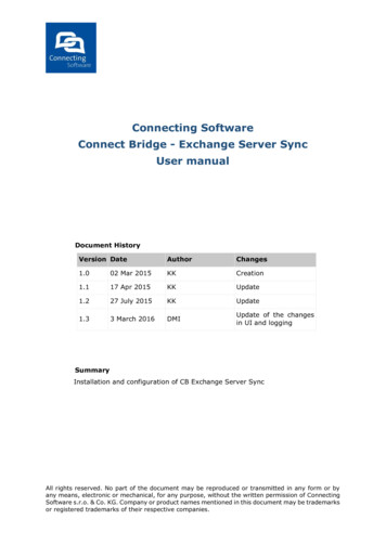 CB Exchange Server Sync - User Guide - Connecting Software