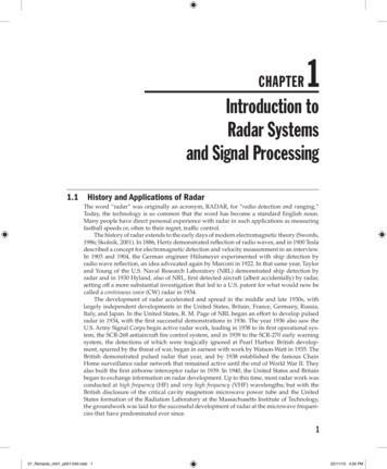 CHAPTER Introduction To Radar Systems And Signal Processing