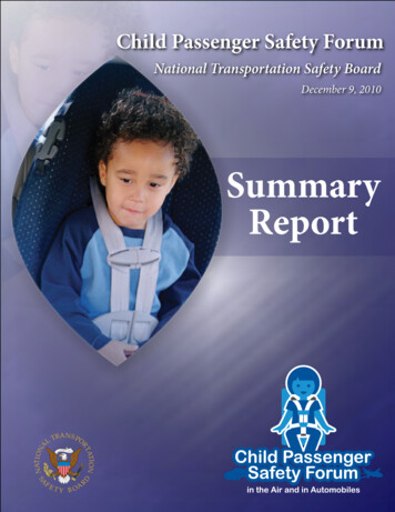 Child Passenger Safety Forum - Summary Report