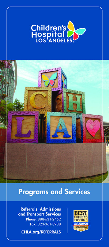 Programs And Services - Children's Hospital Los Angeles