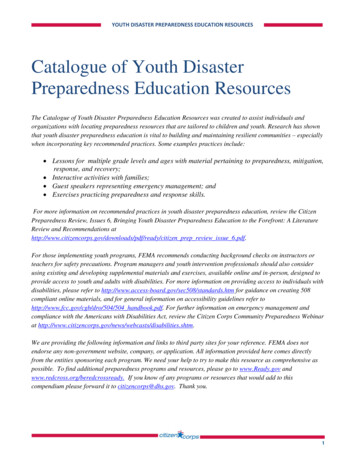 Catalogue Of Youth Disaster Preparedness Education 