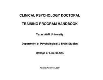 Clinical Psychology Doctoral Training Program Handbook