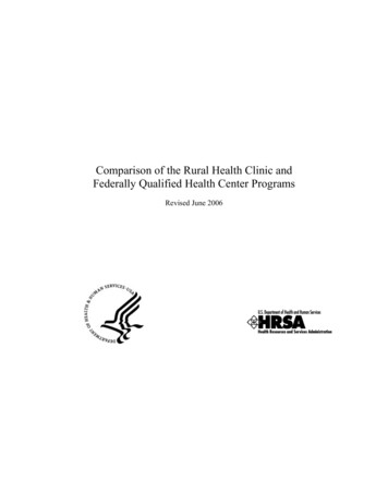 Comparison Of The Rural Health Clinic And Federally Qualified Health .