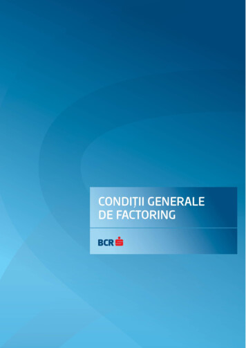CONDIȚII GENERALE DE FACTORING - Banca Comercială Română