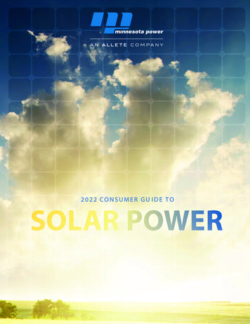 2022 CONSUMER GU IDE TO SOLAR POWER