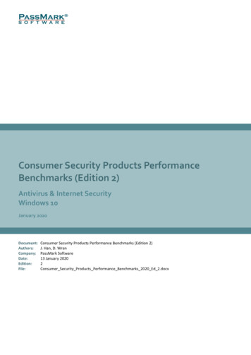 Consumer Security Products Performance Benchmarks (Edition 2) - PassMark