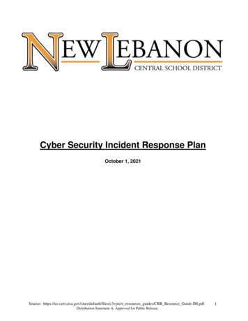Cyber Security Incident Response Plan - New Lebanon CSD