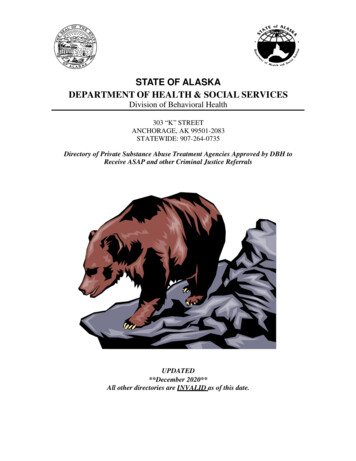 STATE OF ALASKA DEPARTMENT OF HEALTH & SOCIAL 