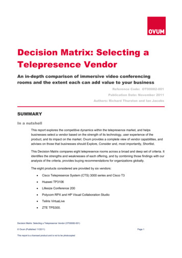 Telepresence Vendor Decision Matrix: Selecting A