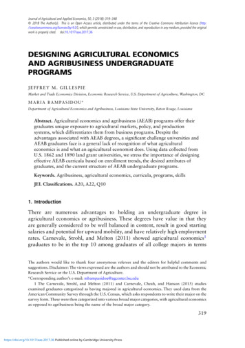 Designing Agricultural Economics And Agribusiness Undergraduate Programs