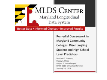 Remedial Coursework In Maryland Community Colleges