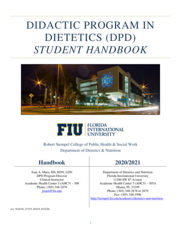DIDACTIC PROGRAM IN DIETETICS (DPD) - FIU Robert Stempel College Of .