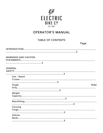 OPERATOR’S MANUAL - Electric Bike Company 