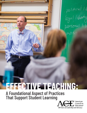 EFFECTIVE TEACHING - American Council On Education