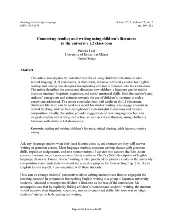 Connecting Reading And Writing Using Children’s Literature .