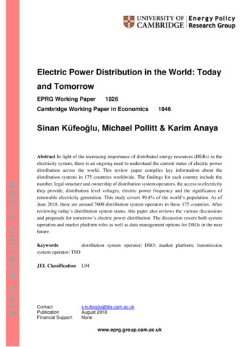 Electric Power Distribution In The World: Today And 