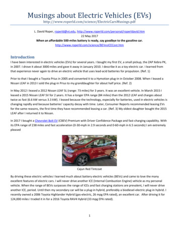 Electric Cars Musings - L. David Roper's Genealogy Web Page