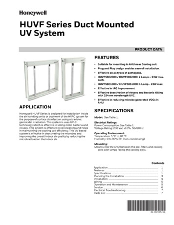 31-00455—01 - HUVF Series Duct Mounted UV System - Honeywell