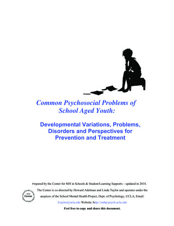 Common Psychosocial Problems Of School Aged Youth