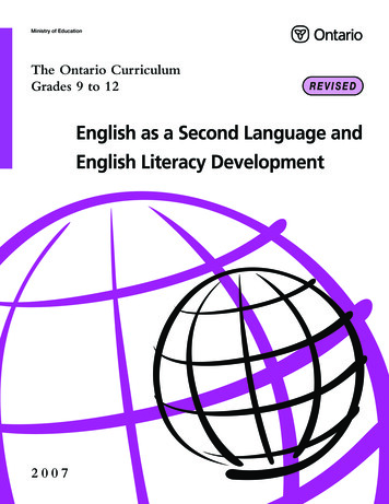 The Ontario Curriculum, Grades 9-12: English As A Second .