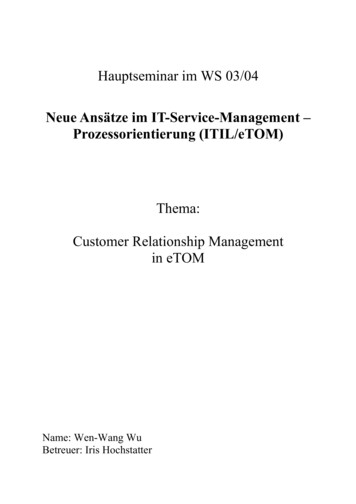 Neue Ansätze Im IT-Service-Management - Prozessorientierung (ITIL/eTOM)