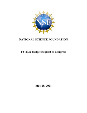 National Science Foundation FY 2022 Budget Request To Congress - NSF