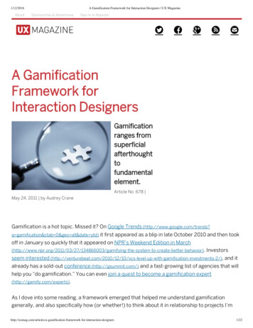 A Gamification Framework For Interaction Designers UX .