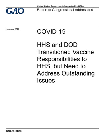 GAO-22-104453, COVID-19: HHS And DOD Transitioned Vaccine .