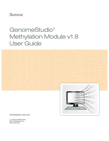 GenomeStudio Methylation Module V1.8 User Guide (11319130)