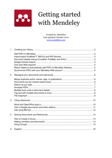 Getting Started Guide - Mendeley Desktop 