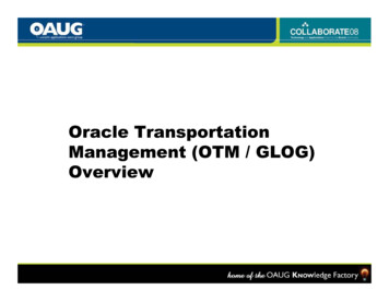 Oracle Transportation Management (OTM / GLOG) Overview