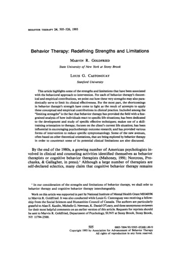 Behavior Therapy: Redefining Strengths And Limitations