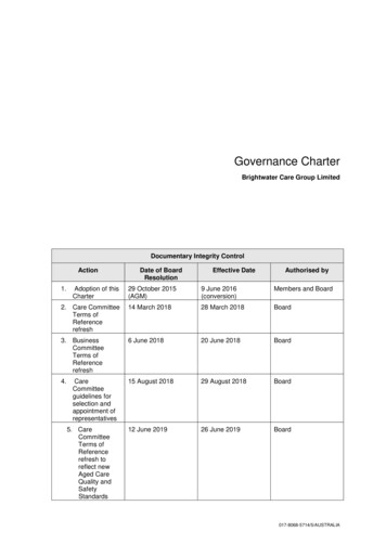Governance Charter - Brightwater