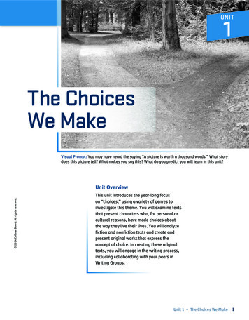 The Choices We Make - Ms. Rhodes' English Classes - Home